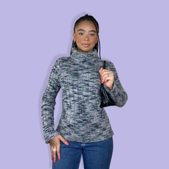 Vintage 90s/Y2K Chunky Ribbed Knit Turtleneck - Picture 2 of 4